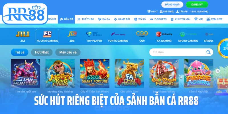 Sức hút riêng biệt của sảnh bắn cá RR88